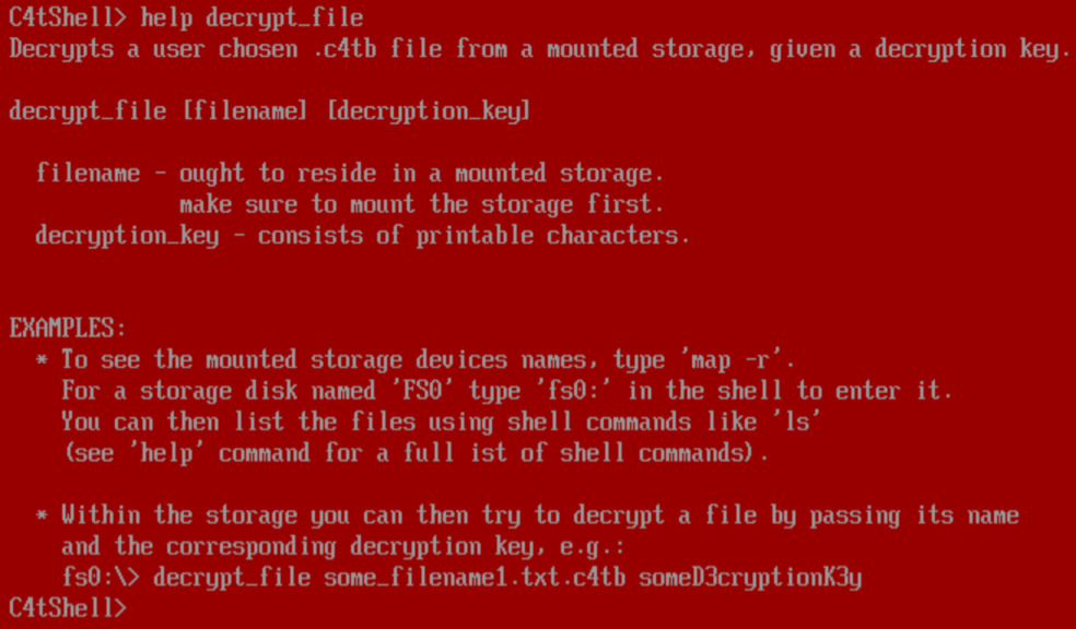 Help manual for the decrypt_file command